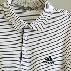 ADIDAS Men's Golf Shirt White Black Pinstripes Like New Small